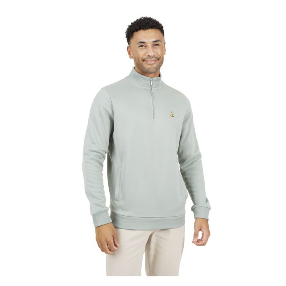 Brave Soul Mens Quarter Zip Sweatshirt / Mineral Green